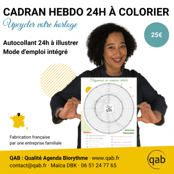 Qab-cadran à colorier pour organiser sa semaine idéale sur 24h par jour