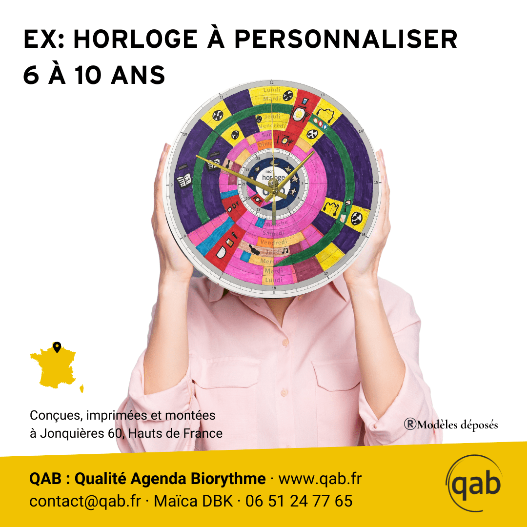 Qab-Horloge - Emploi du temps hebdomadaire - 12h - à personnaliser - Format M – Image 3