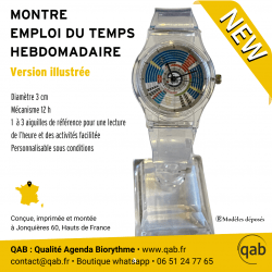 Qab'Montre emploi du temps personnalisée et illustrée - hebdomadaire sur bracelet transparent