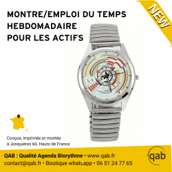 Qab-Montre - Emploi du temps - hebdomadaire-  24h - Actif - bracelet métal