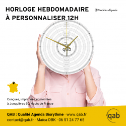 Qab-Horloge - Emploi du temps hebdomadaire - 12h - à personnaliser - Format M