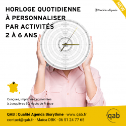 Qab-Horloge - Emploi du temps quotidien - 24h - par activités - 2 à 6 ans - à personnaliser - Format M