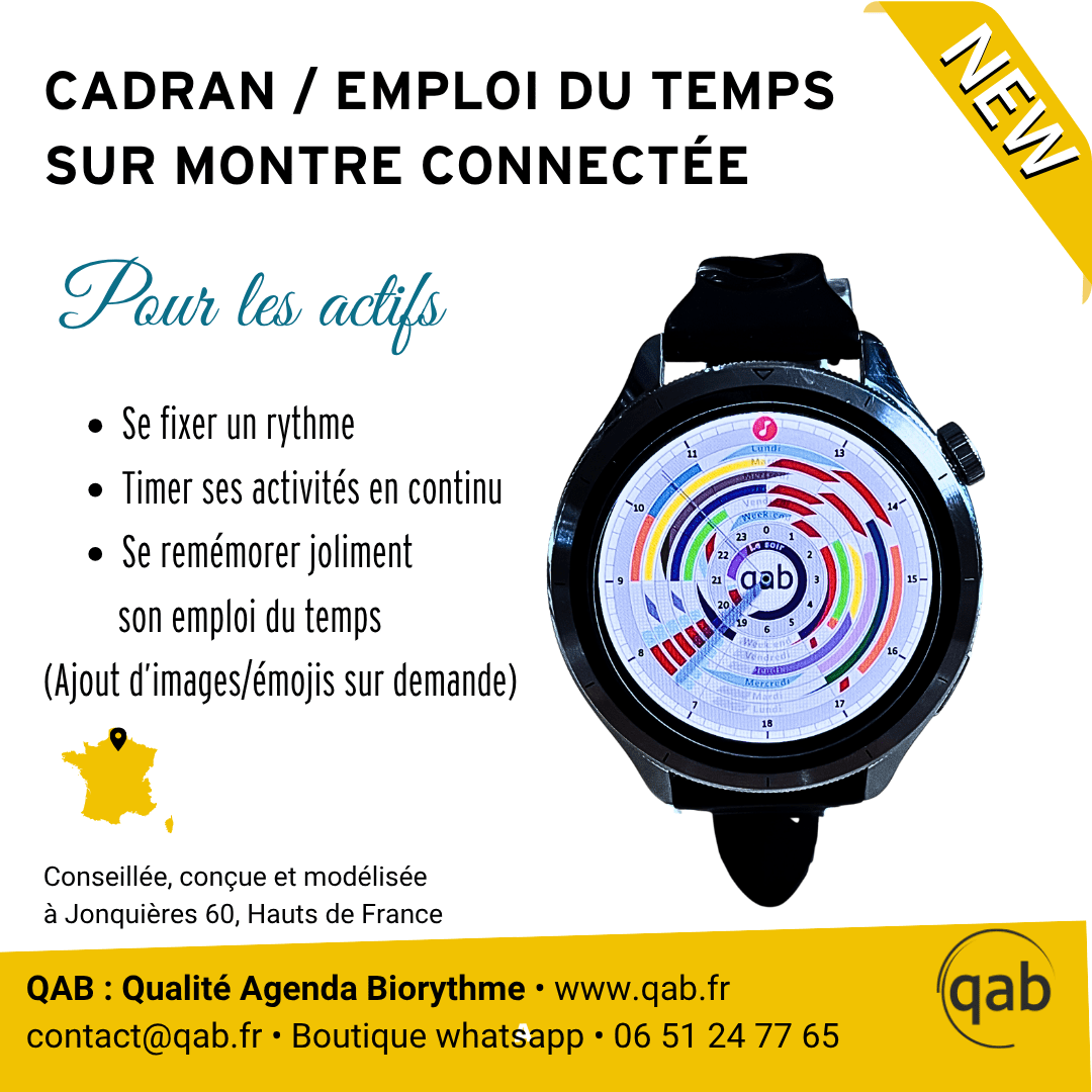 Cadran / Emploi du temps, sur mesure, pour montre connectée